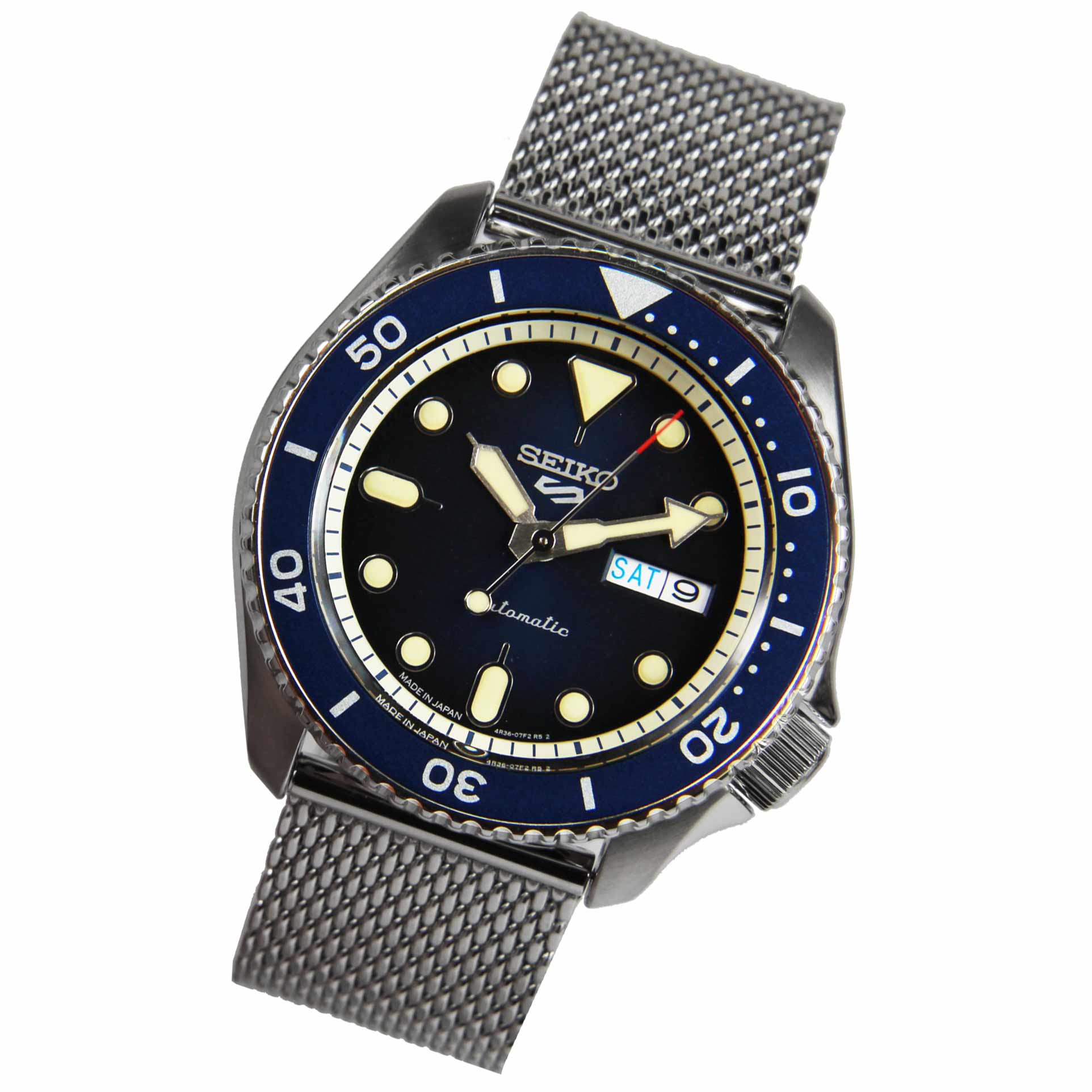 Seiko JDM SBSA015 Mesh Stainless Steel Blue Dial Watch -Seiko