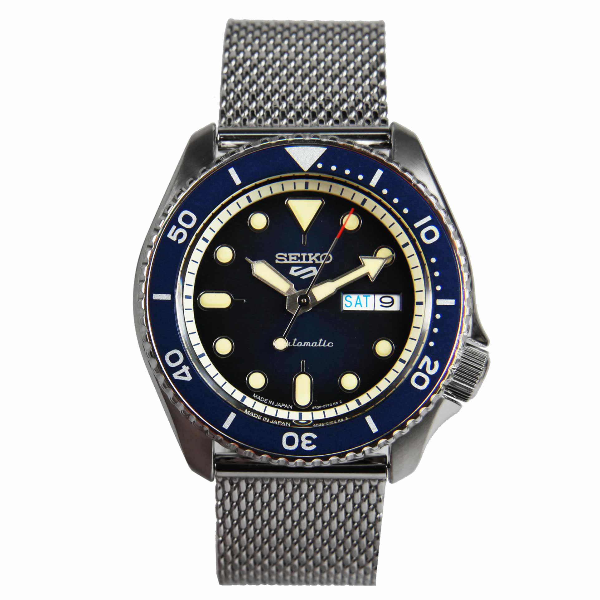 Seiko JDM SBSA015 Mesh Stainless Steel Blue Dial Watch -Seiko