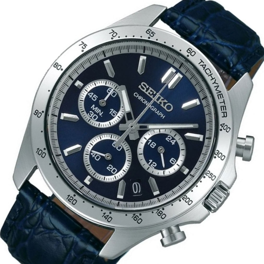 Seiko JDM Spirit Selection SBTR019 Blue Dial Chronograph Quartz Mens Leather Watch -Seiko