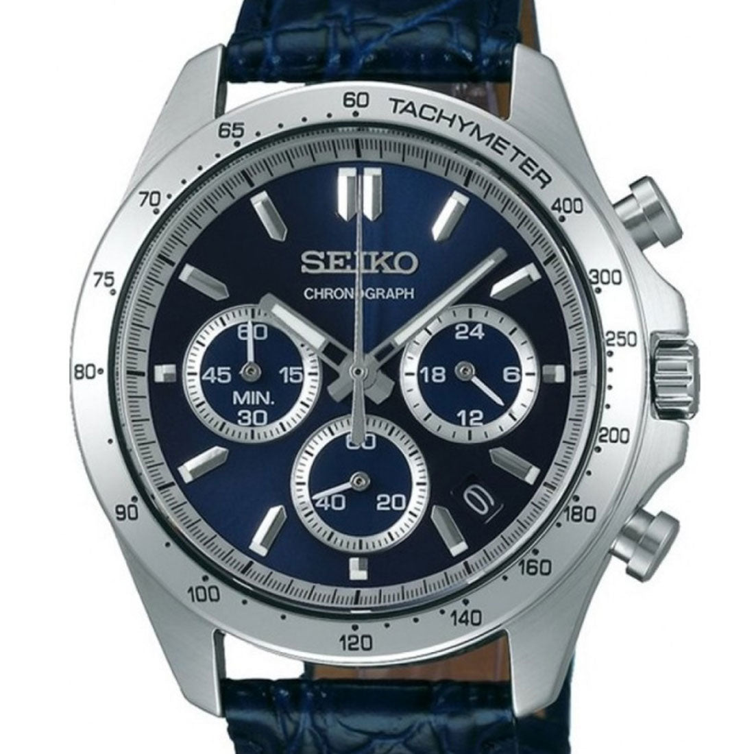 Seiko JDM Spirit Selection SBTR019 Blue Dial Chronograph Quartz Mens Leather Watch -Seiko