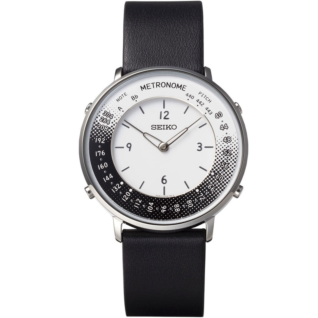 Seiko Metronome Black Leather SMW001B White Dial Casual Watch -Seiko