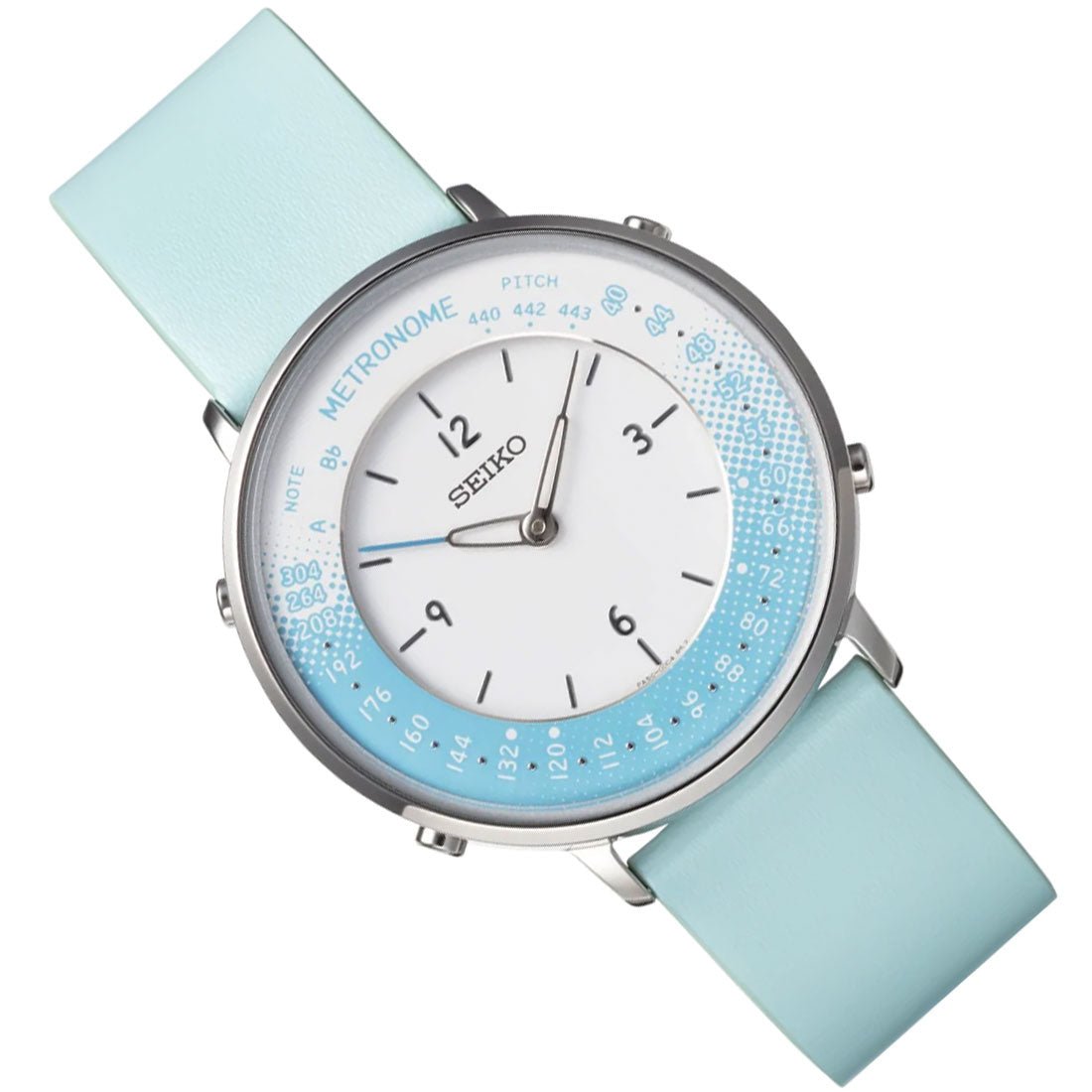 Seiko Metronome Blue White SMW004B Leather Casual Unisex Quartz Watch -Seiko