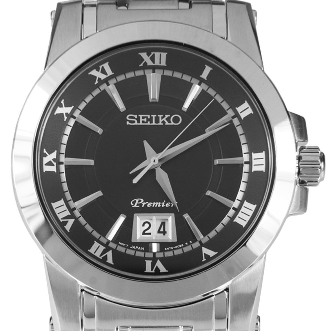 Seiko Premier Quartz SUR015P1 SUR015 SUR015P Black Dial Casual Watch -Seiko