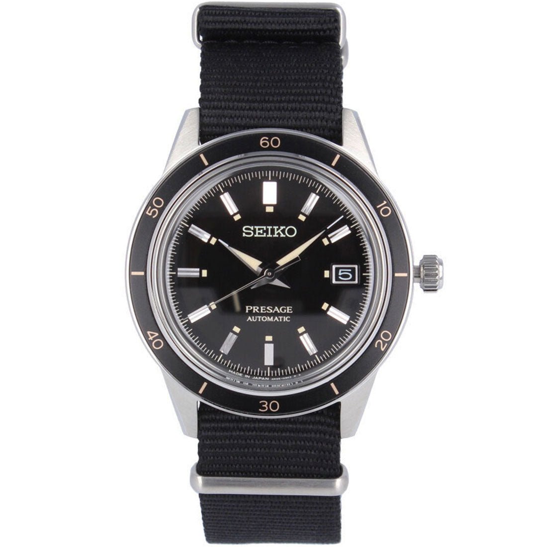 Seiko Presage Style 60s Black Nylon SRPG09J1 SRPG09 SRPG09J Japan Watch -Seiko