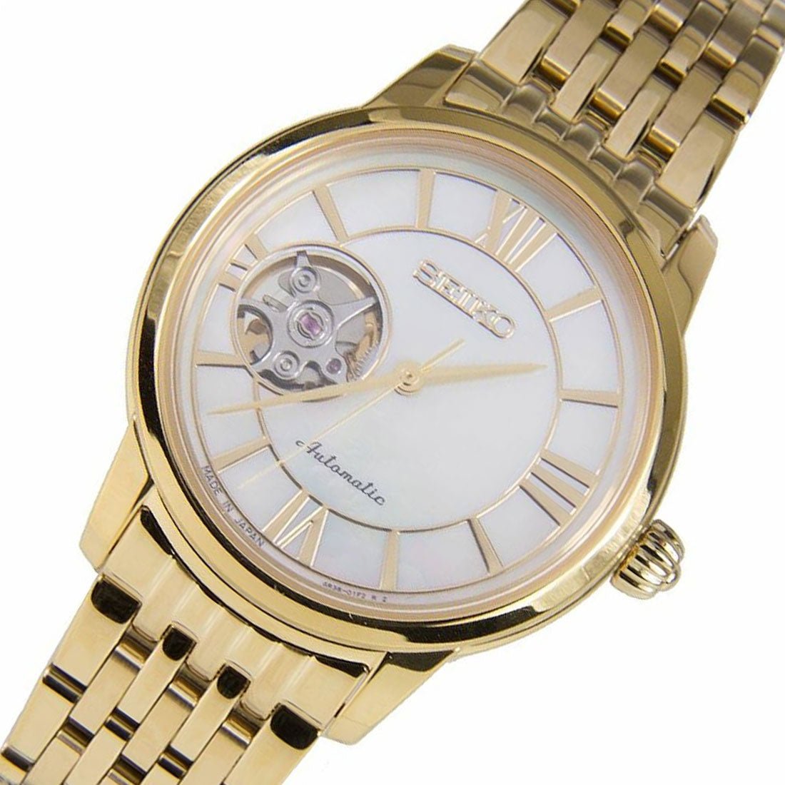 Seiko Presage Womens Gold SSA850J1 SSA850 SSA850J Open Heart Watch -Seiko