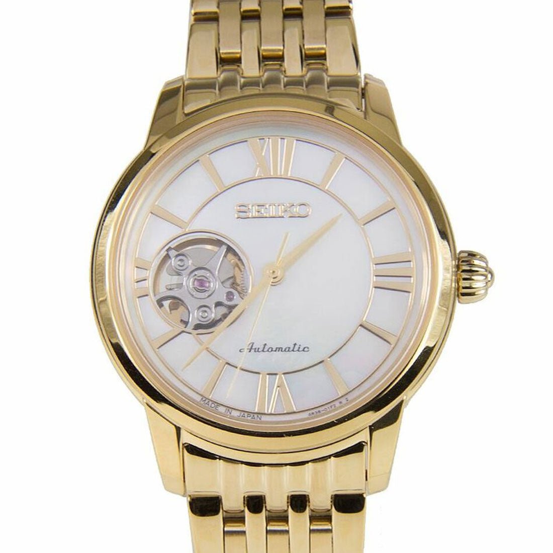 Seiko Presage Womens Gold SSA850J1 SSA850 SSA850J Open Heart Watch -Seiko
