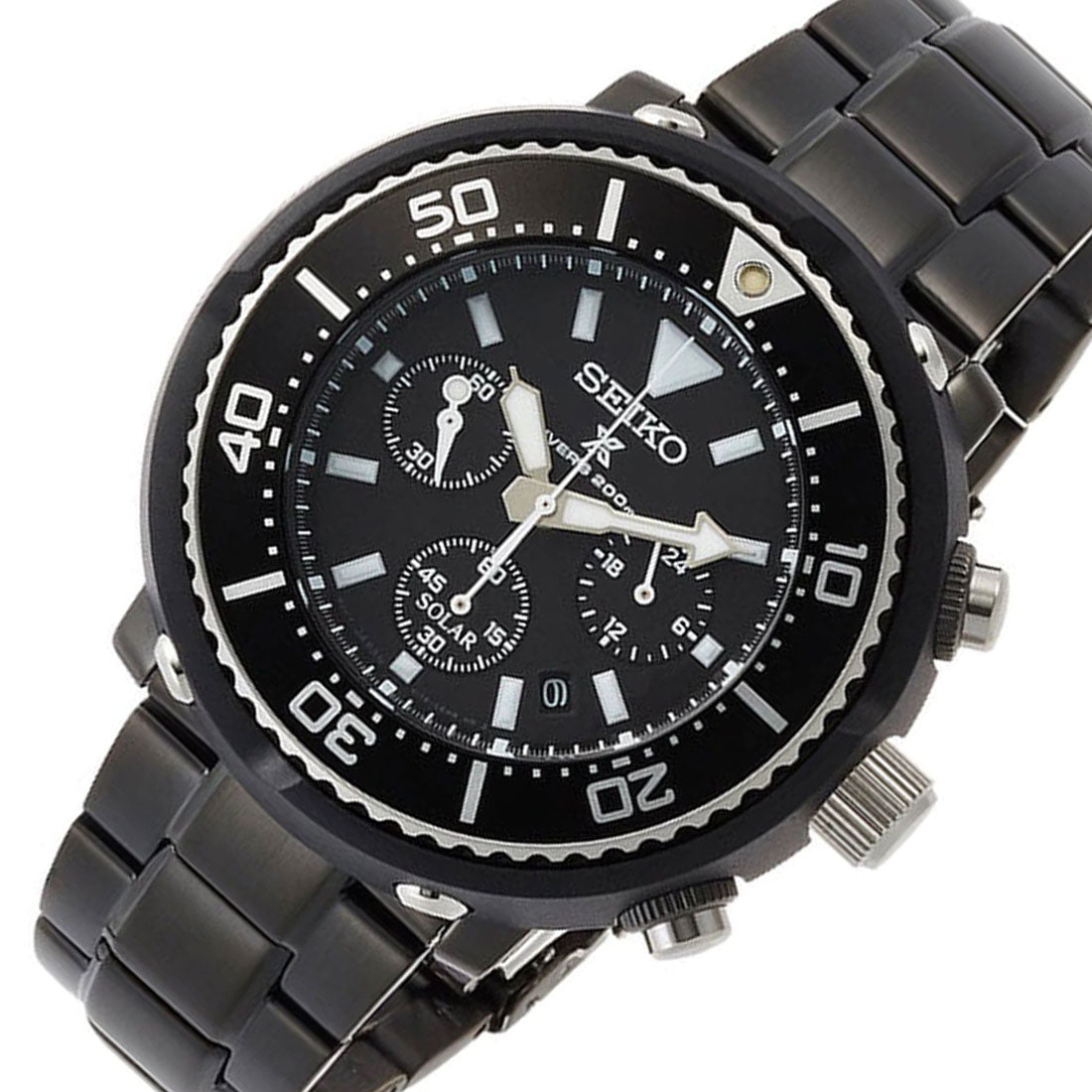 Seiko Prospex JDM SBDL035 Solar Chronograph Black Dial Mens Watch -Seiko