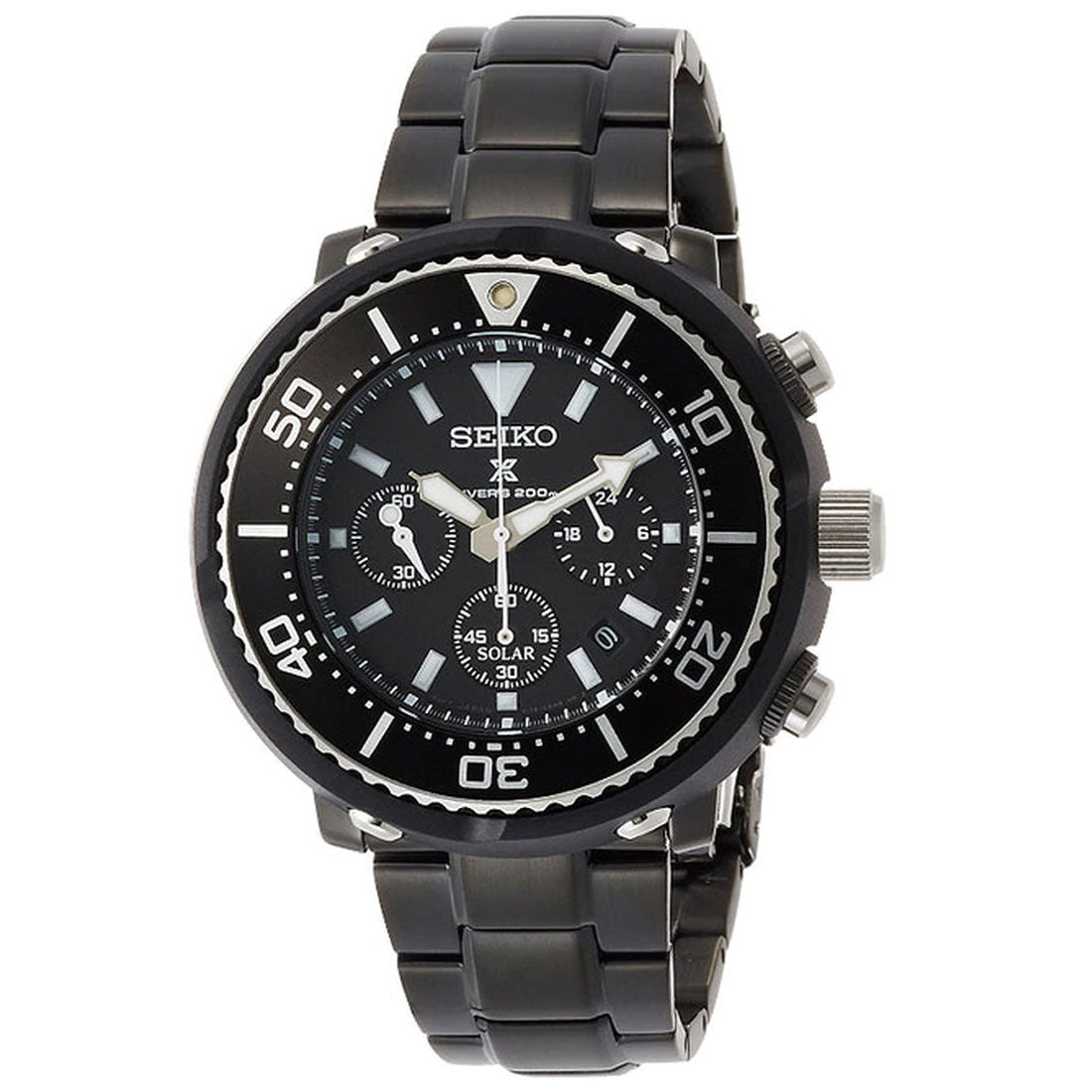 Seiko Prospex JDM SBDL035 Solar Chronograph Black Dial Mens Watch -Seiko