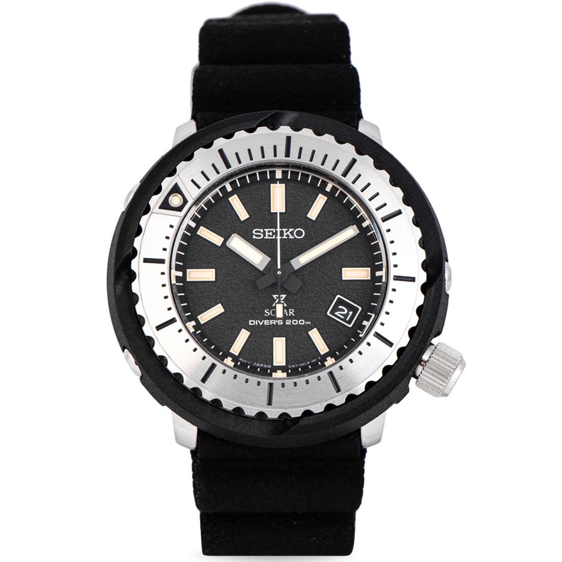 Seiko Prospex Solar SNE541P1 SNE541 SNE541P Black Silicone Sports Dive Watch -Seiko