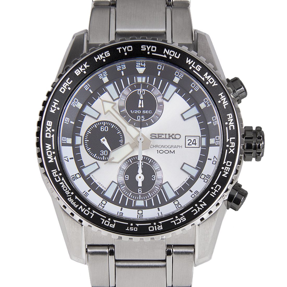 Seiko Quartz Chronograph SNDD13P1 SNDD13 World Time Converting Watch -Seiko