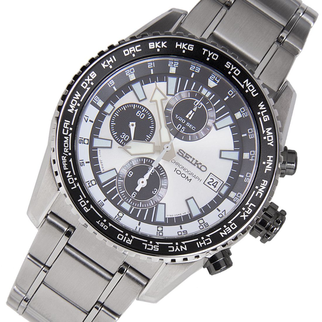 Seiko Quartz Chronograph SNDD13P1 SNDD13 World Time Converting Watch -Seiko