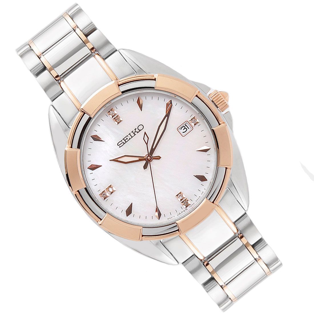 Seiko Quartz Ladies Diamond Accent SKK888P1 SKK888 SKK888P Dress Watch -Seiko