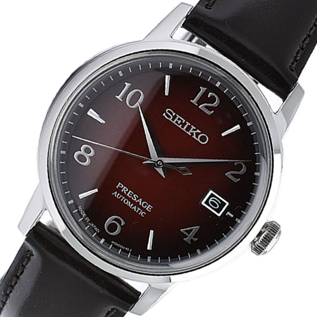 Seiko SARY163 Presage JDM Cocktail Time Maroon Dial Leather Watch -Seiko