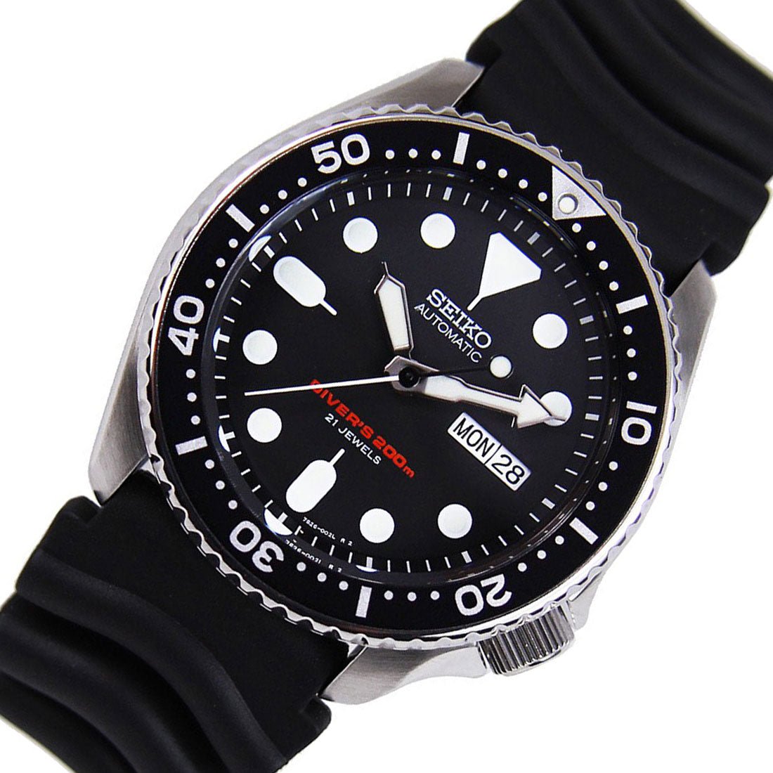 Seiko SKX007K1 SKX007 SKX007K Automatic Black Dial Rubber Strap Divers Watch -Seiko