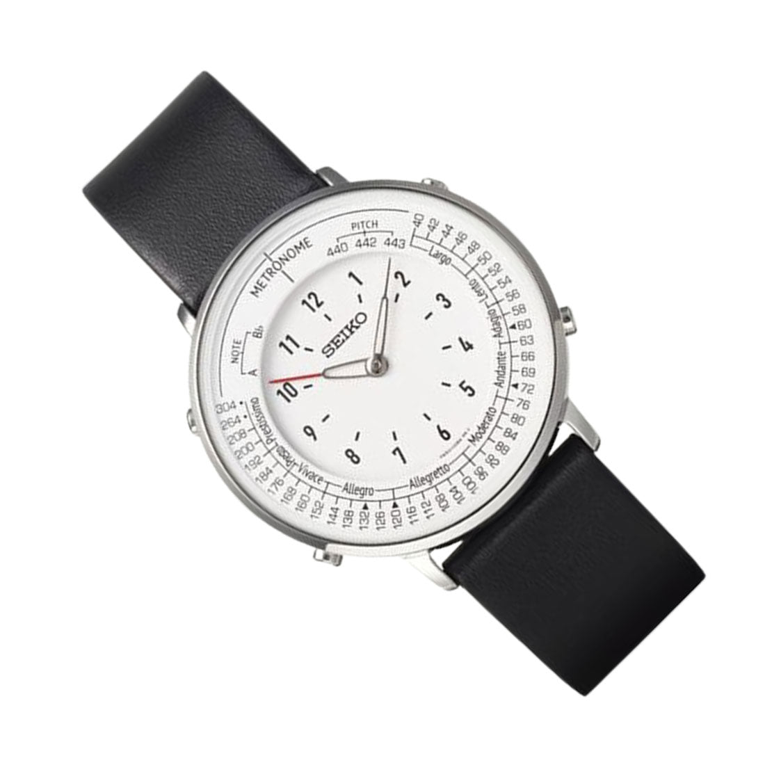 Seiko SMW006A Metronome Black Leather White Dial Quartz Watch(PRE-ORDER OCT. 30 2023) -Seiko