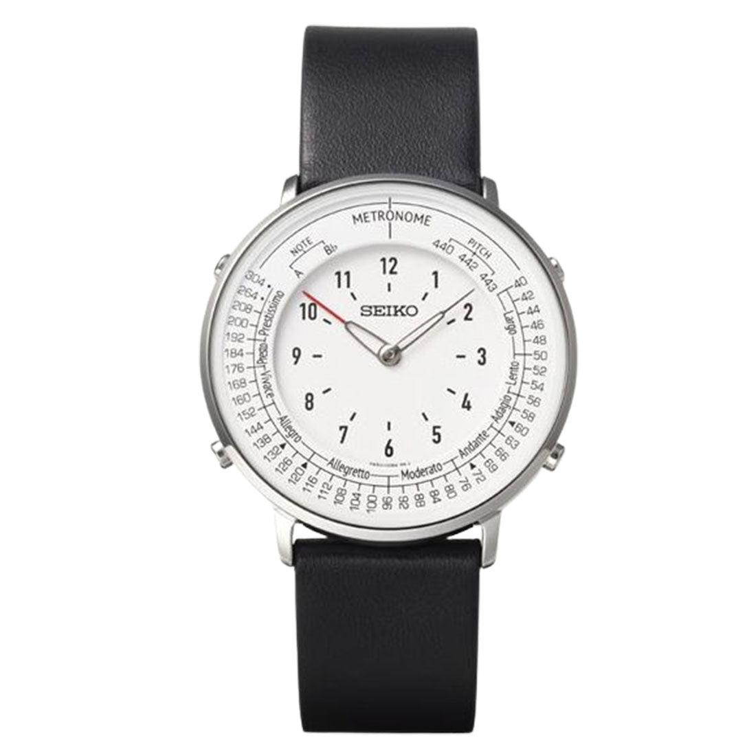 Seiko SMW006A Metronome Black Leather White Dial Quartz Watch(PRE-ORDER OCT. 30 2023) -Seiko