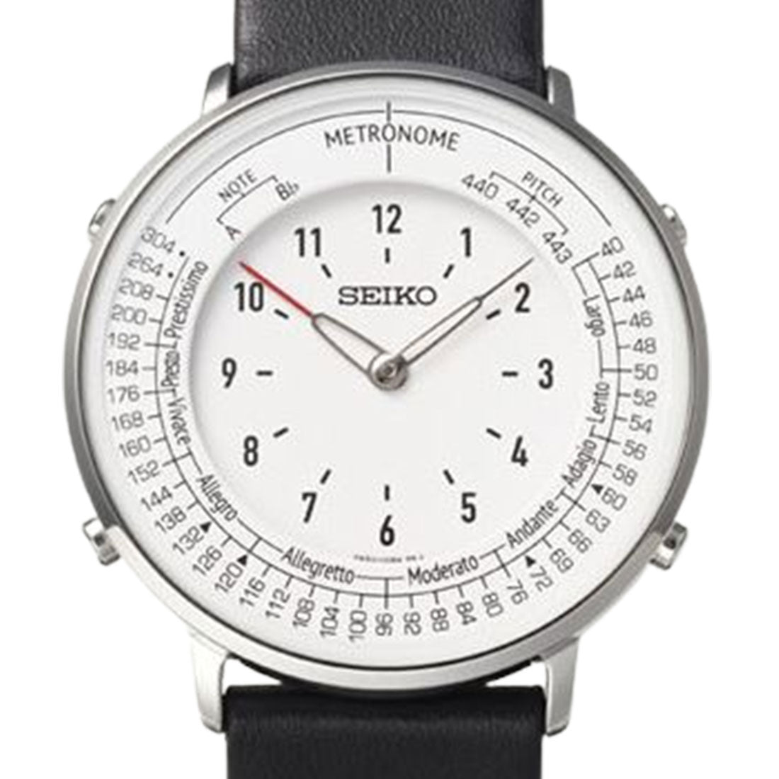 Seiko SMW006A Metronome Black Leather White Dial Quartz Watch(PRE-ORDER OCT. 30 2023) -Seiko