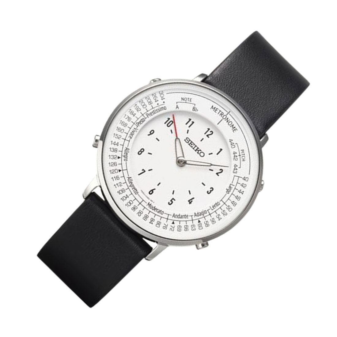 Seiko SMW006A Metronome Black Leather White Dial Quartz Watch(PRE-ORDER OCT. 30 2023) -Seiko