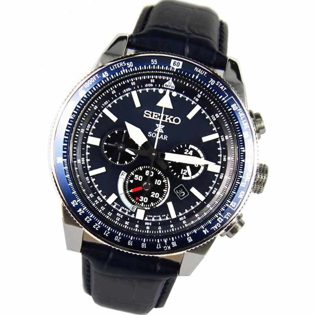 Seiko Solar Prospex Leather SSC609P1 SSC609 SSC609P Blue Dial Watch -Seiko