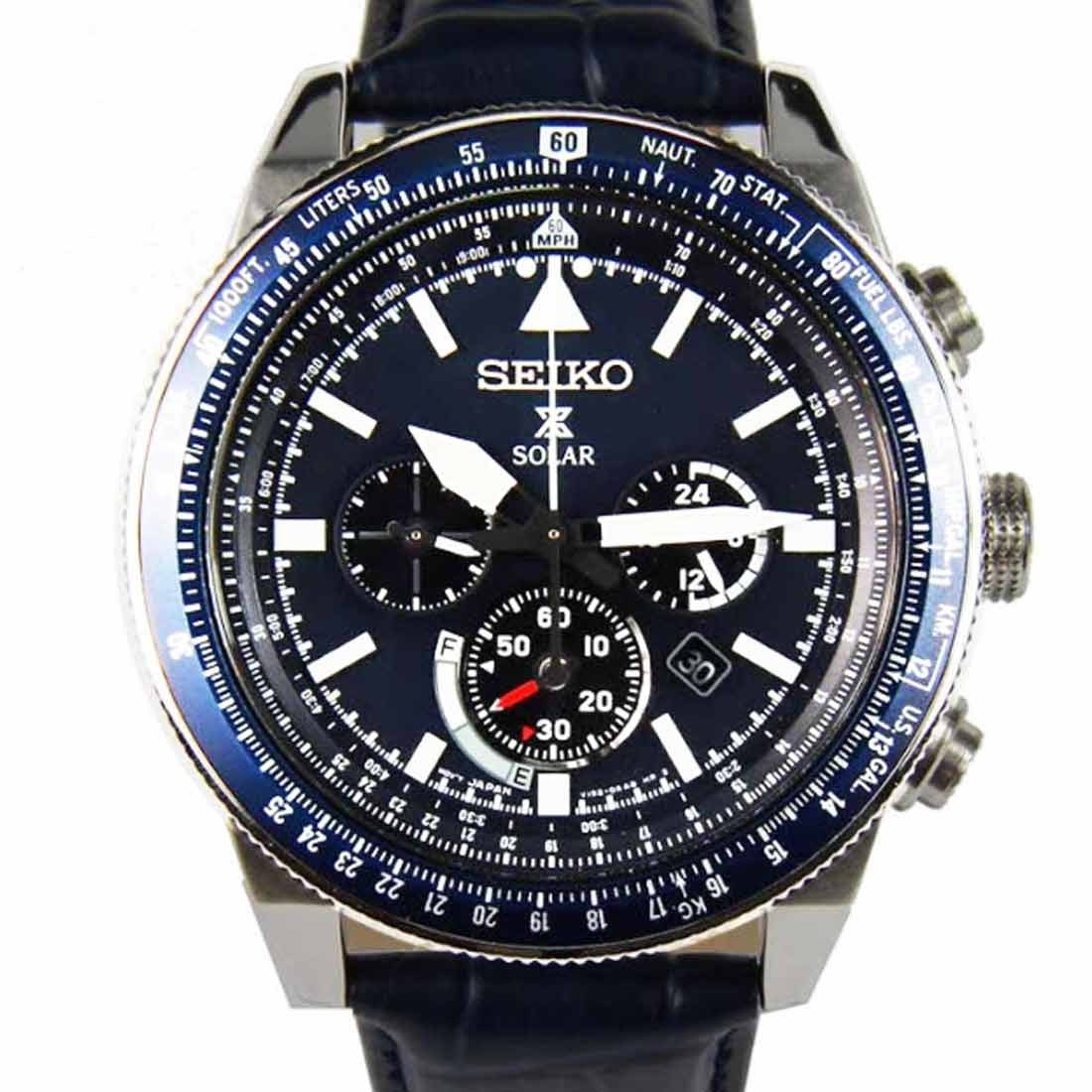 Seiko Solar Prospex Leather SSC609P1 SSC609 SSC609P Blue Dial Watch -Seiko