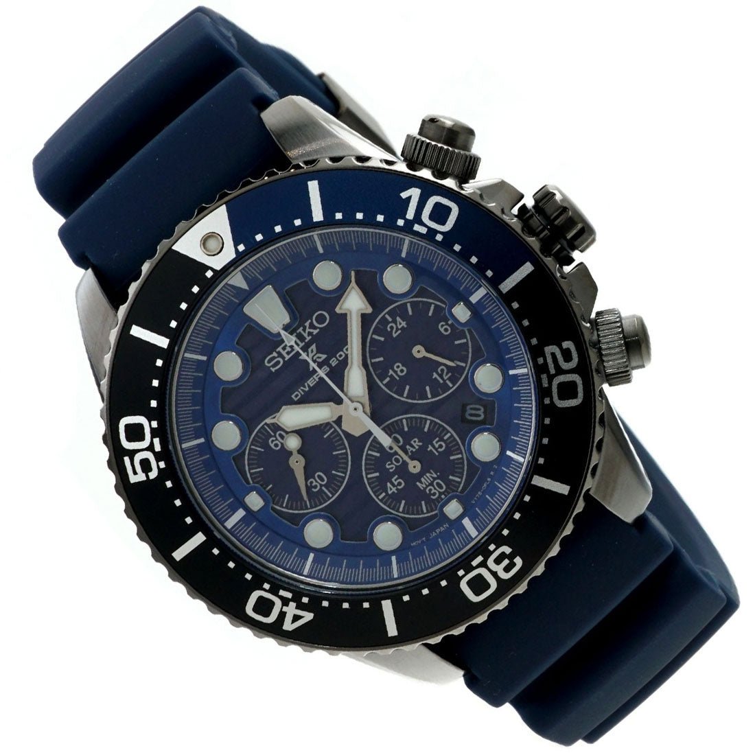 Seiko Solar Prospex SSC701P1 SSC701 SSC701P Blue Rubber Sports Watch -Seiko