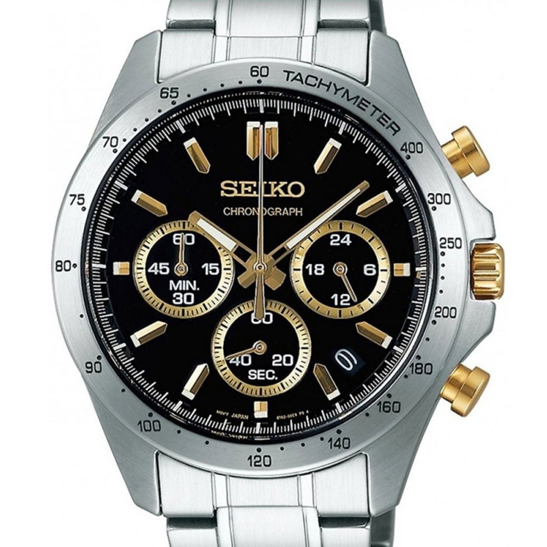 Seiko Spirit JDM Selection SBTR015 Black Gold Dial Chronograph Quartz Mens Watch -Seiko