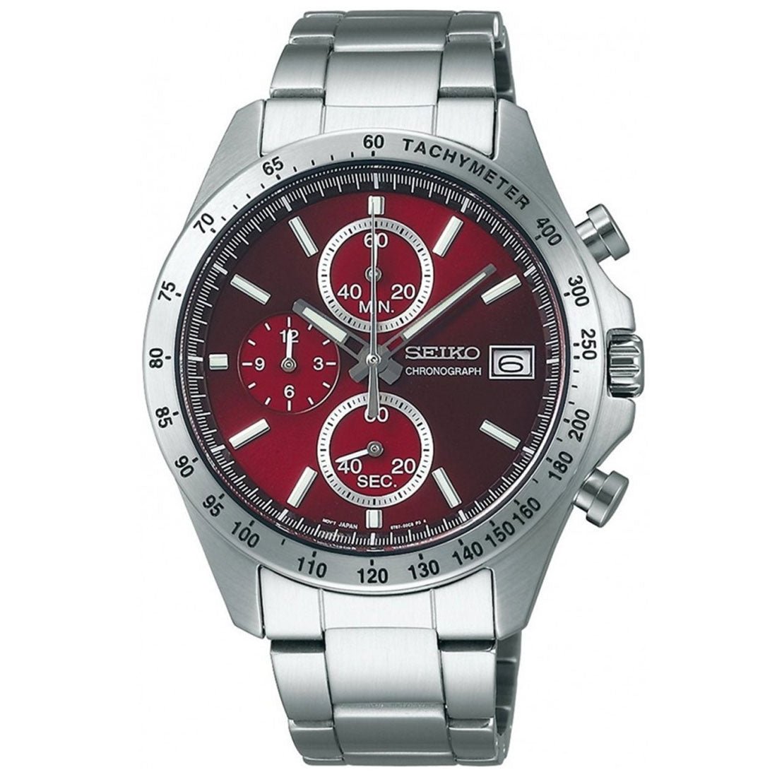 Seiko Spirit SBTR001 JDM Selection Red Dial Chronograph Quartz Stainless Steel Watch -Seiko