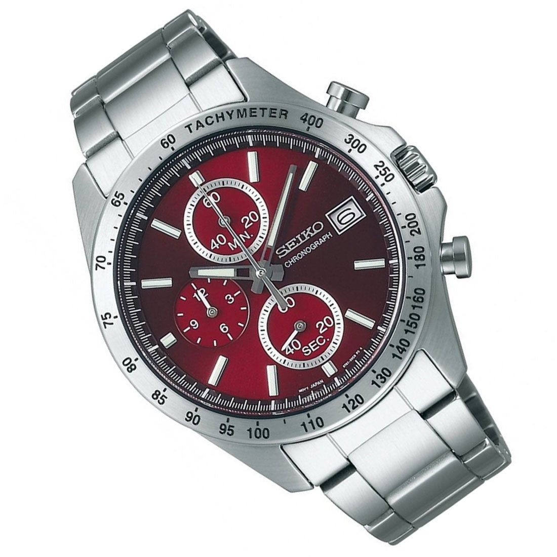 Seiko Spirit SBTR001 JDM Selection Red Dial Chronograph Quartz Stainless Steel Watch -Seiko