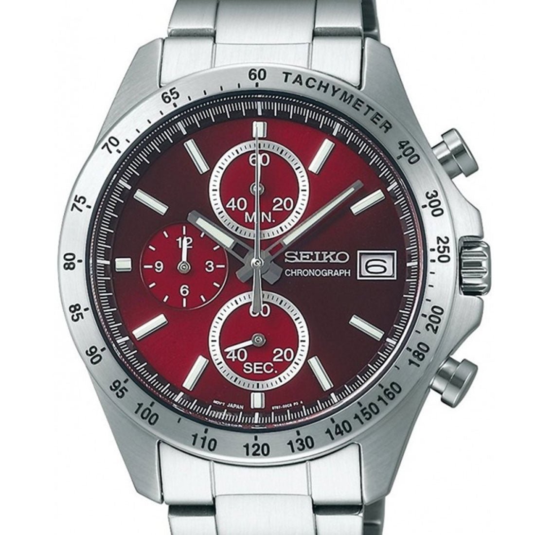 Seiko Spirit SBTR001 JDM Selection Red Dial Chronograph Quartz Stainless Steel Watch -Seiko