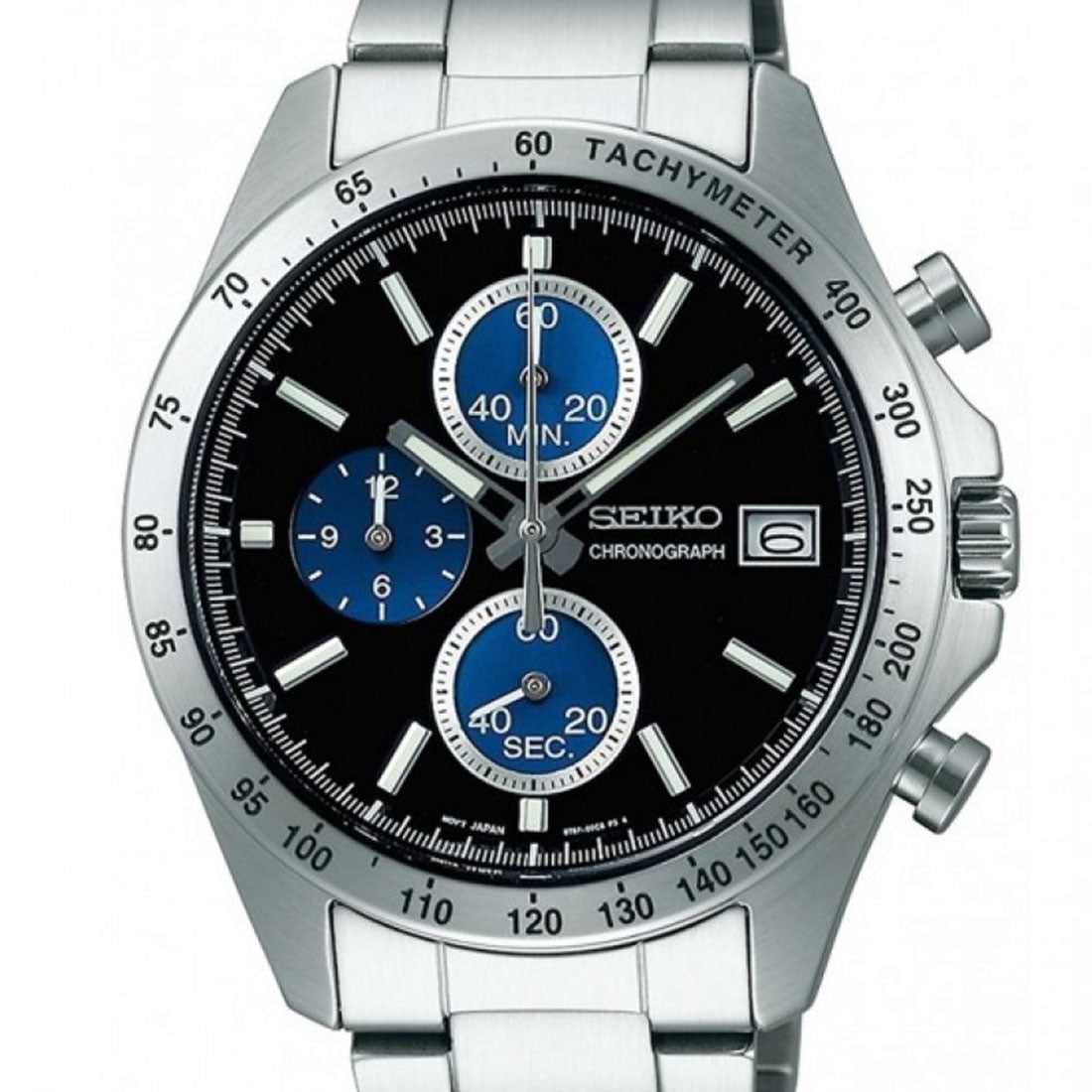 Seiko Spirit SBTR003 JDM Selection Black Blue Dial Chronograph Quartz Stainless Steel Watch -Seiko