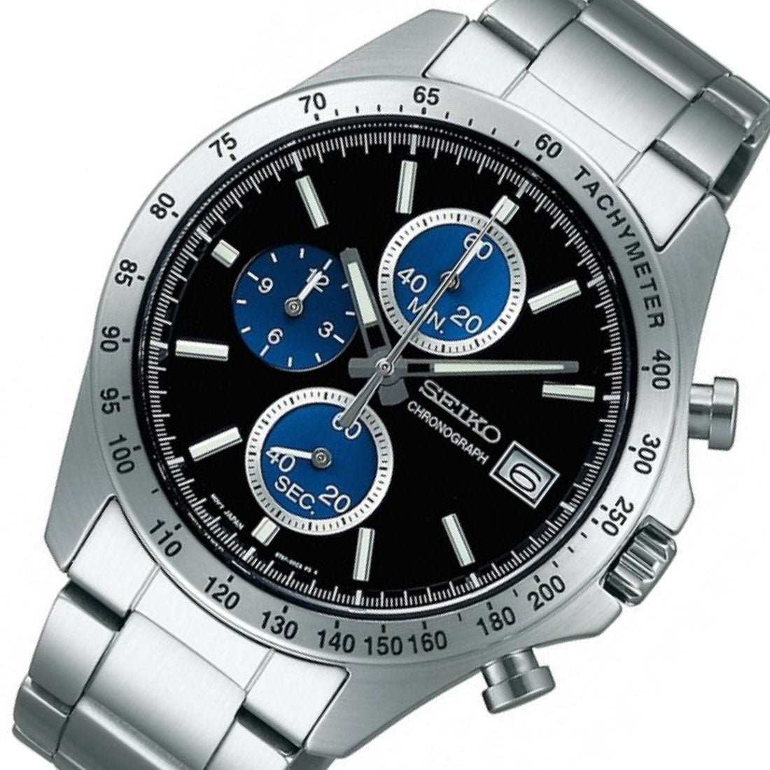 Seiko Spirit SBTR003 JDM Selection Black Blue Dial Chronograph Quartz Stainless Steel Watch -Seiko