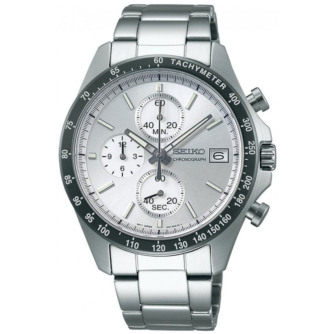 Seiko Spirit SBTR007 JDM Selection Silver Dial Chronograph Quartz Stainless Steel Watch -Seiko