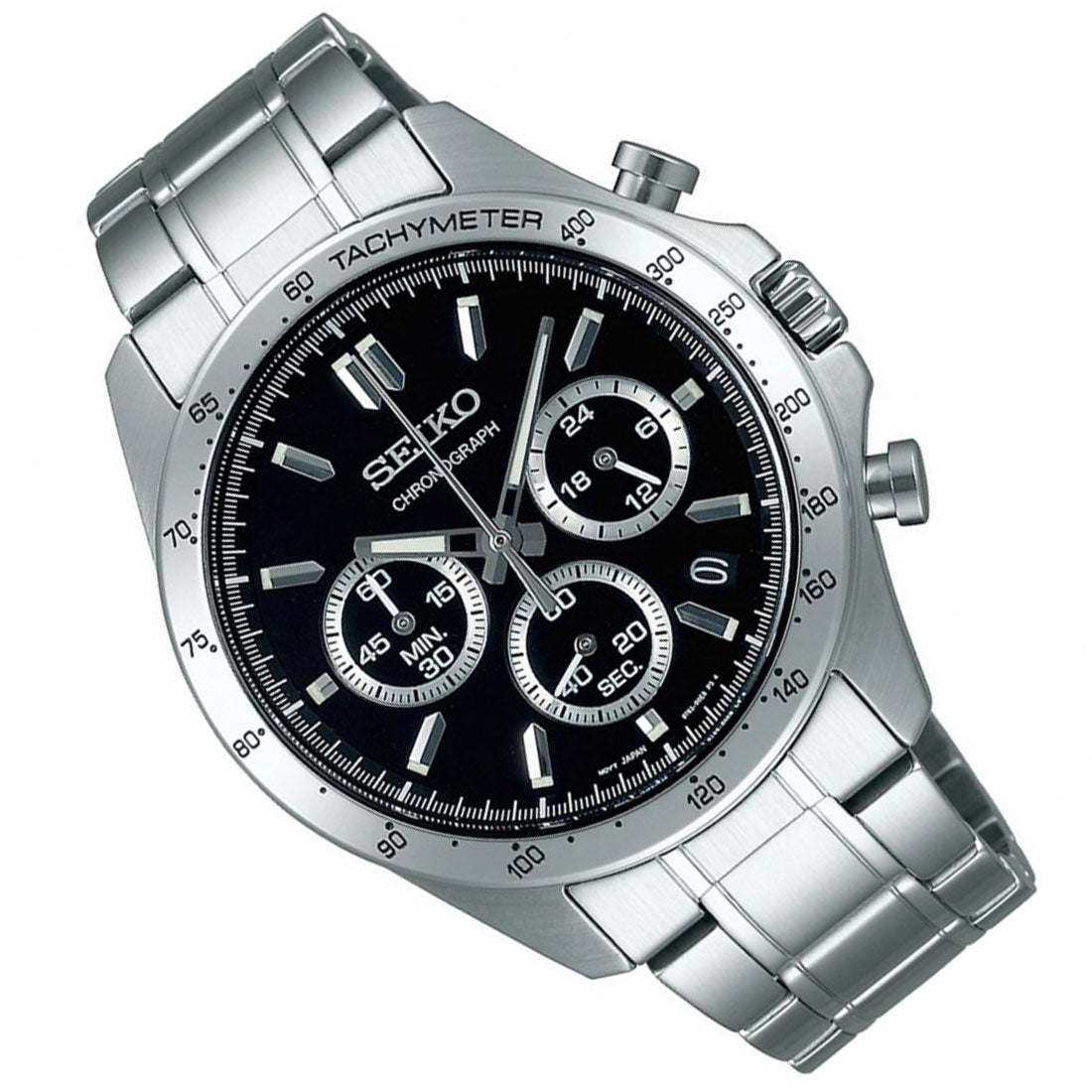 Seiko Spirit SBTR013 JDM Selection Chronograph Black Dial Quartz Stainless Steel Watch -Seiko