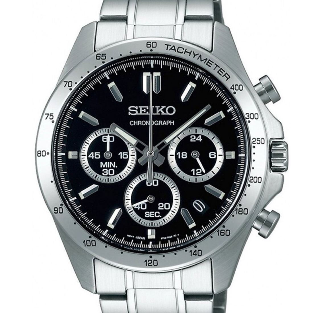 Seiko Spirit SBTR013 JDM Selection Chronograph Black Dial Quartz Stainless Steel Watch -Seiko