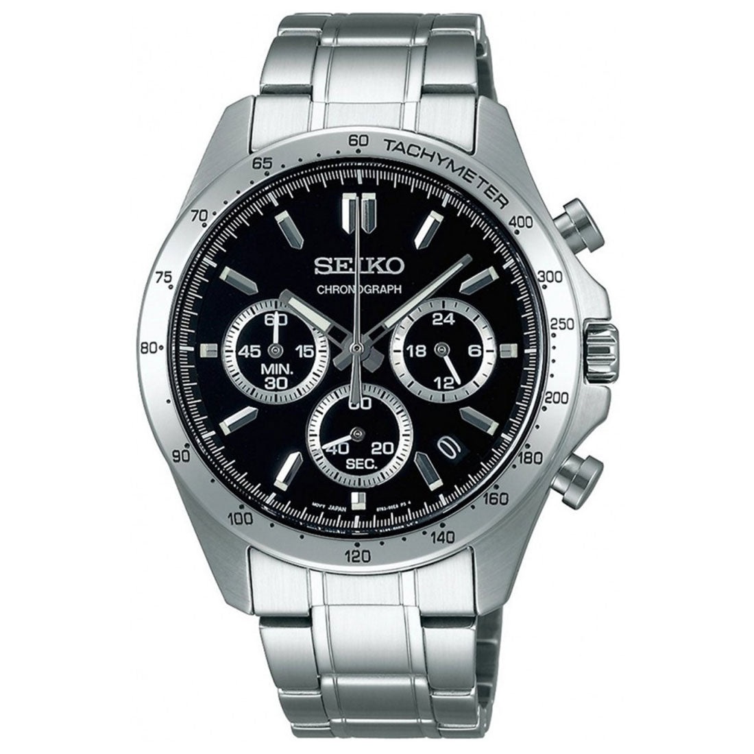 Seiko Spirit SBTR013 JDM Selection Chronograph Black Dial Quartz Stainless Steel Watch -Seiko