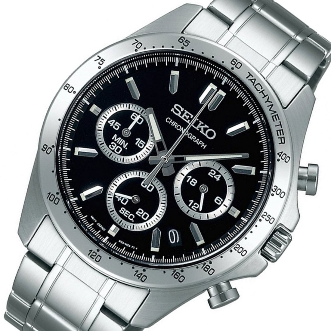 Seiko Spirit SBTR013 JDM Selection Chronograph Black Dial Quartz Stainless Steel Watch -Seiko