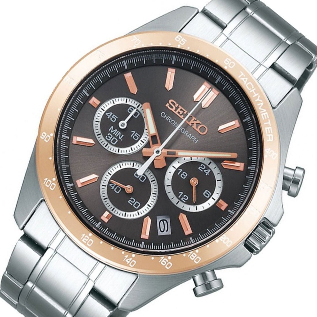 Seiko Spirit SBTR026 JDM Selection Brown Dial Chronograph Quartz Stainless Steel Watch -Seiko