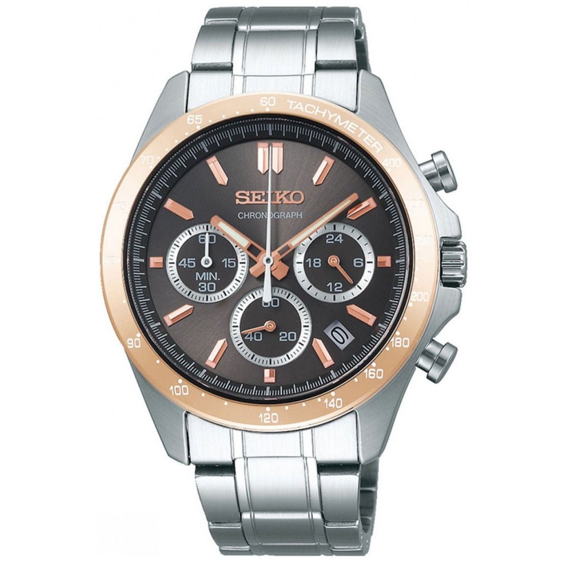 Seiko Spirit SBTR026 JDM Selection Brown Dial Chronograph Quartz Stainless Steel Watch -Seiko