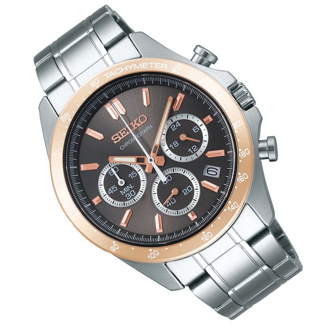 Seiko Spirit SBTR026 JDM Selection Brown Dial Chronograph Quartz Stainless Steel Watch -Seiko