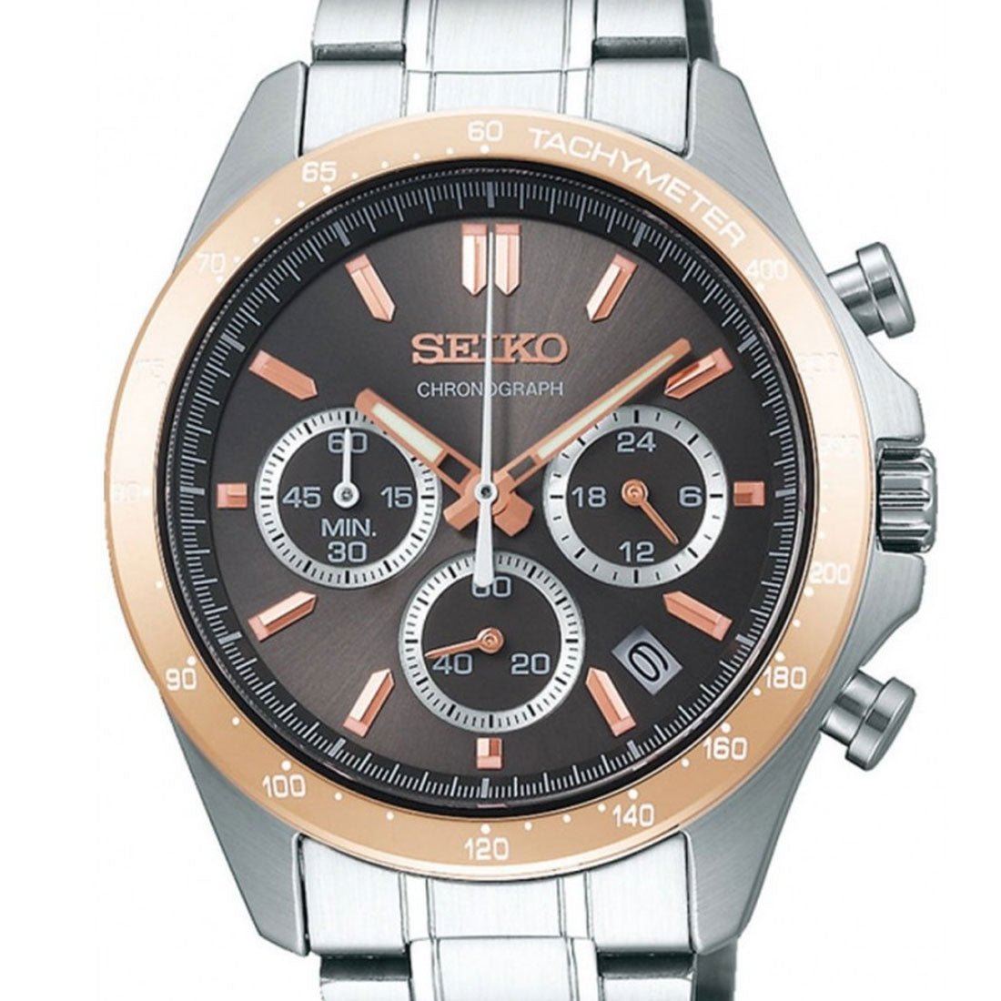 Seiko Spirit SBTR026 JDM Selection Brown Dial Chronograph Quartz Stainless Steel Watch -Seiko