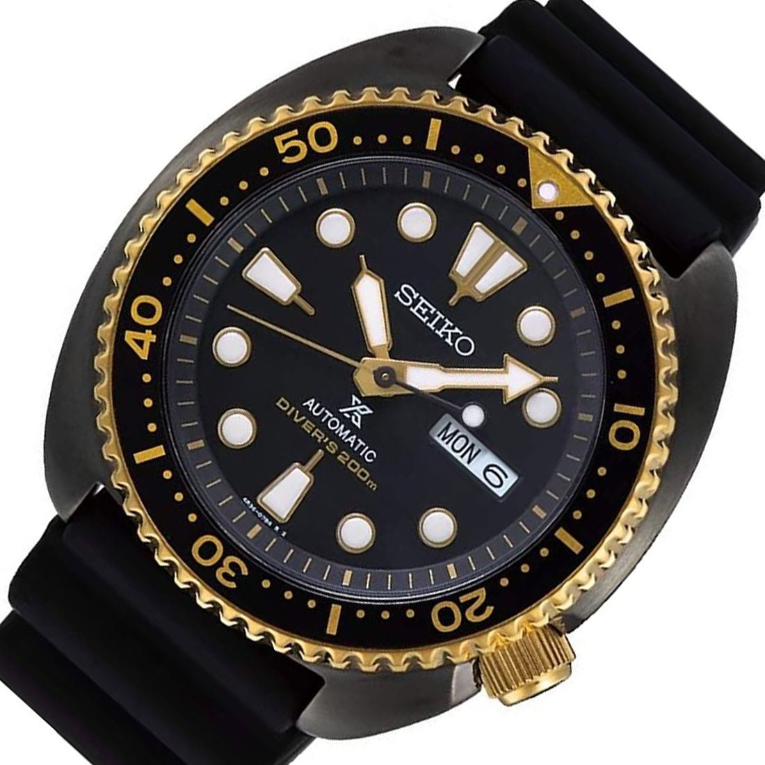 Seiko SRPD46 SRPD46K1 SRPD46K Black Gold Turtle Diving Prospex Watch -Seiko