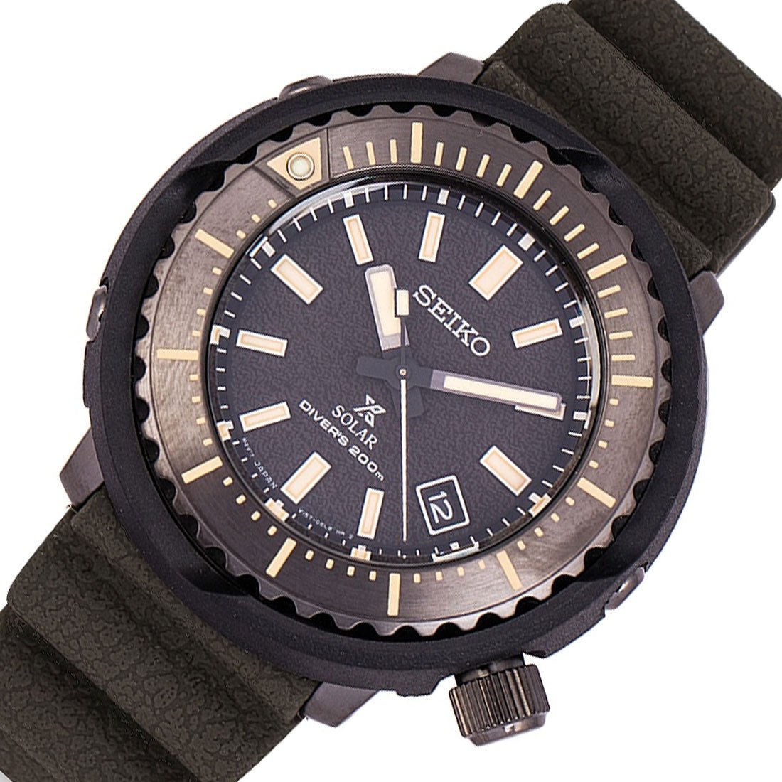 Seiko Tuna Prospex Solar SNE543P1 SNE543 SNE543P Black Rubber Dive Watch -Seiko