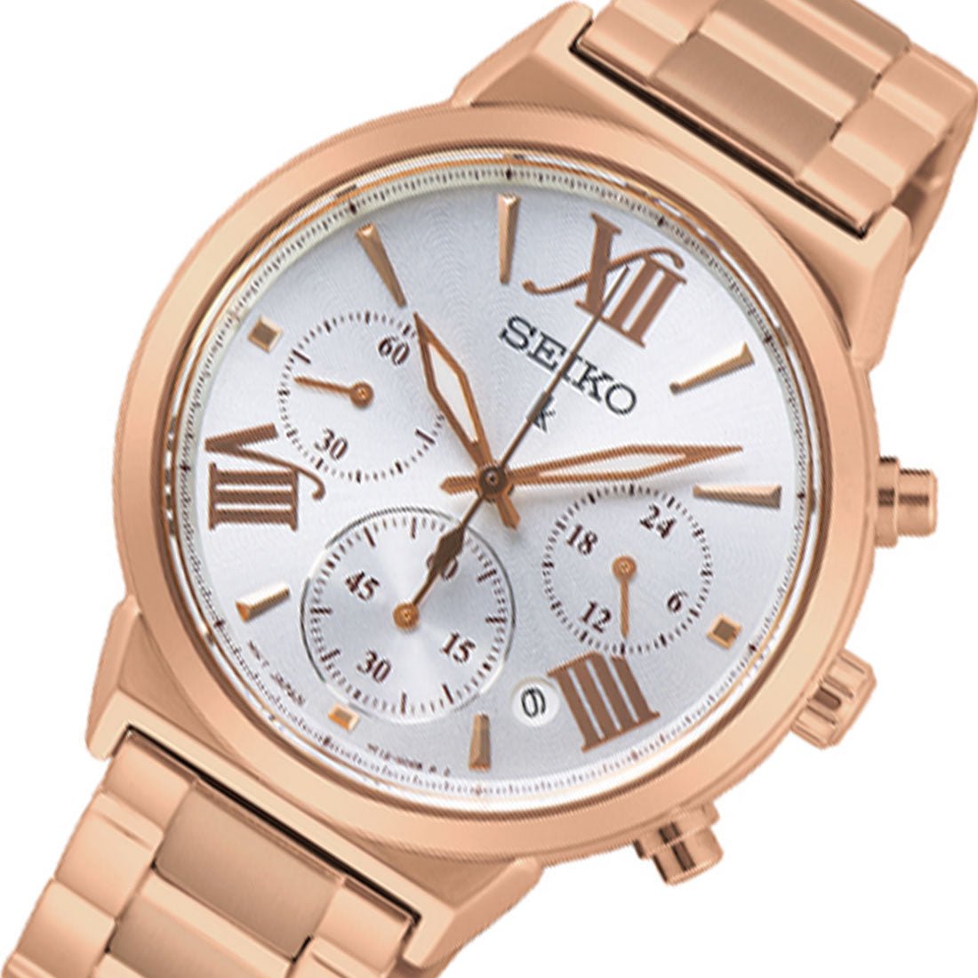 Seiko Womens Lukia Rose Gold SRWZ66P1 SRWZ66 SRWZ66P Chronograph Fashion Watch -Seiko