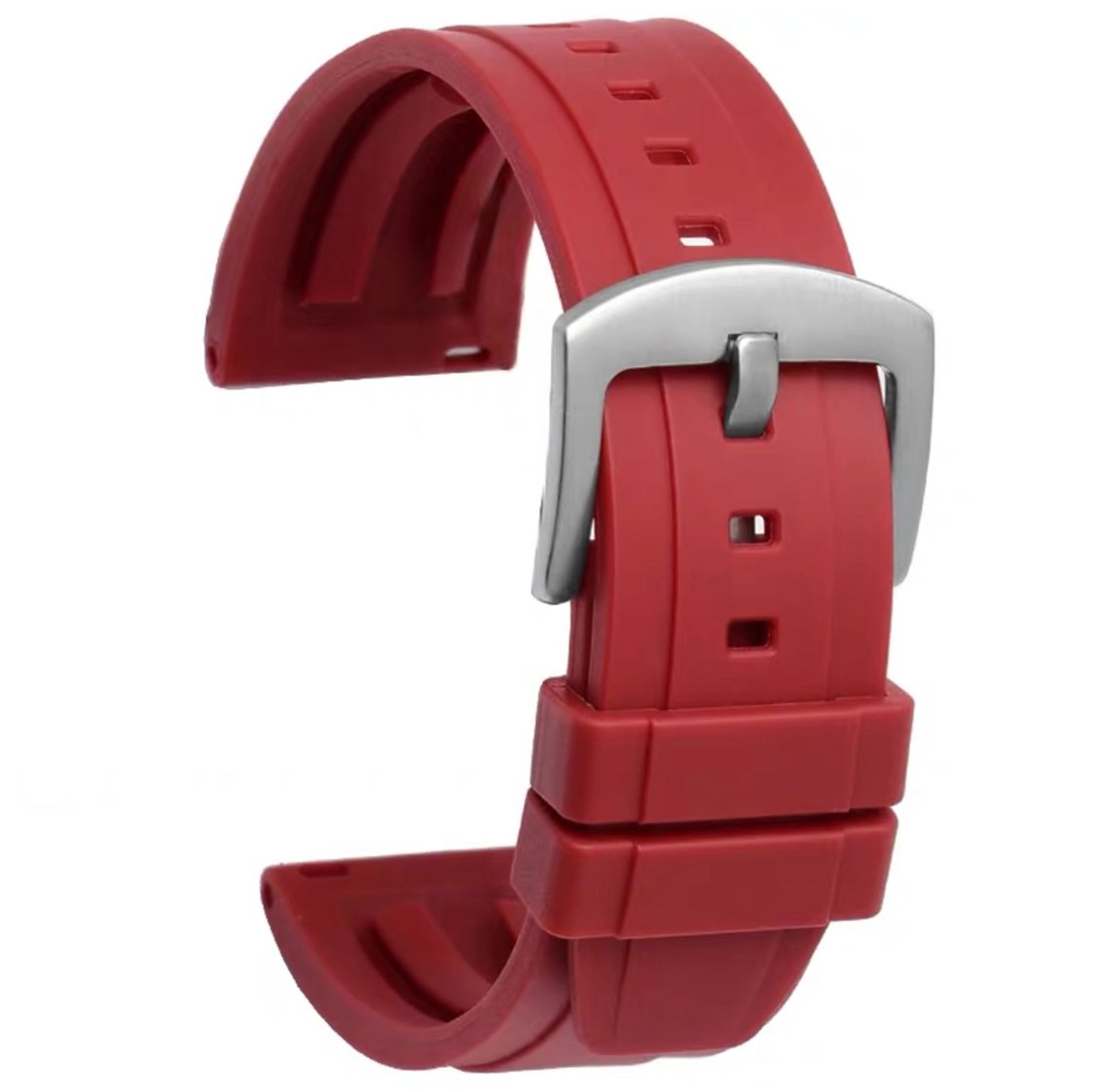 Bryson Quick-Release Silicone Strap Red (Silver Pin Buckle) -StrapSeeker