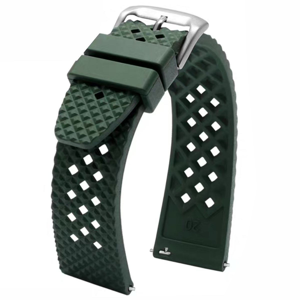Carlton Perforated Quick-Release Rally Rubber Strap Green -StrapSeeker