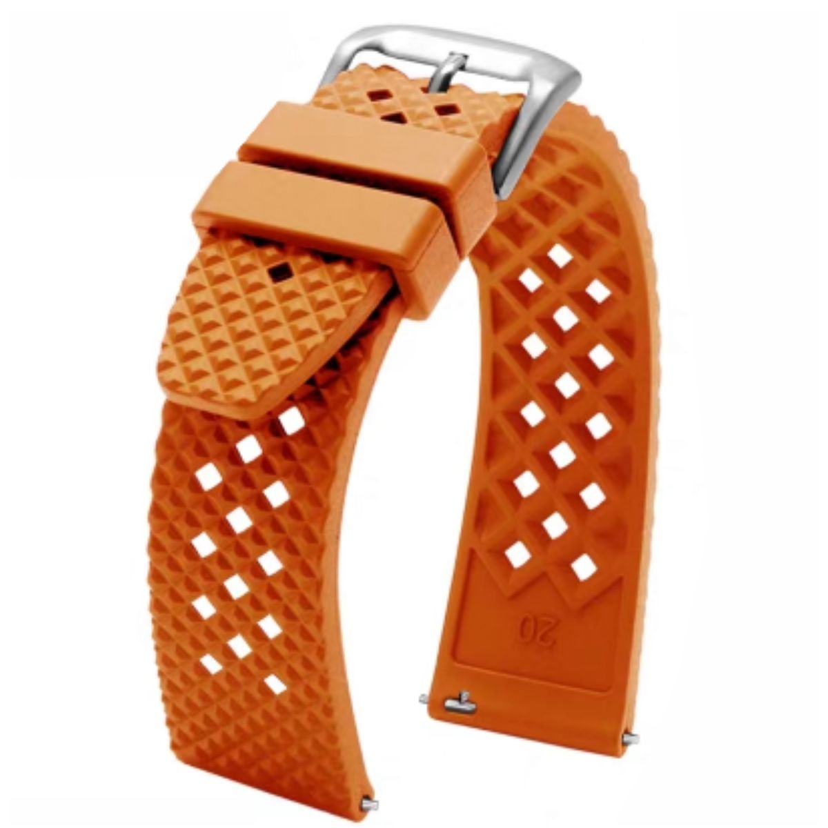 Carlton Perforated Quick-Release Rally Rubber Strap Orange -StrapSeeker