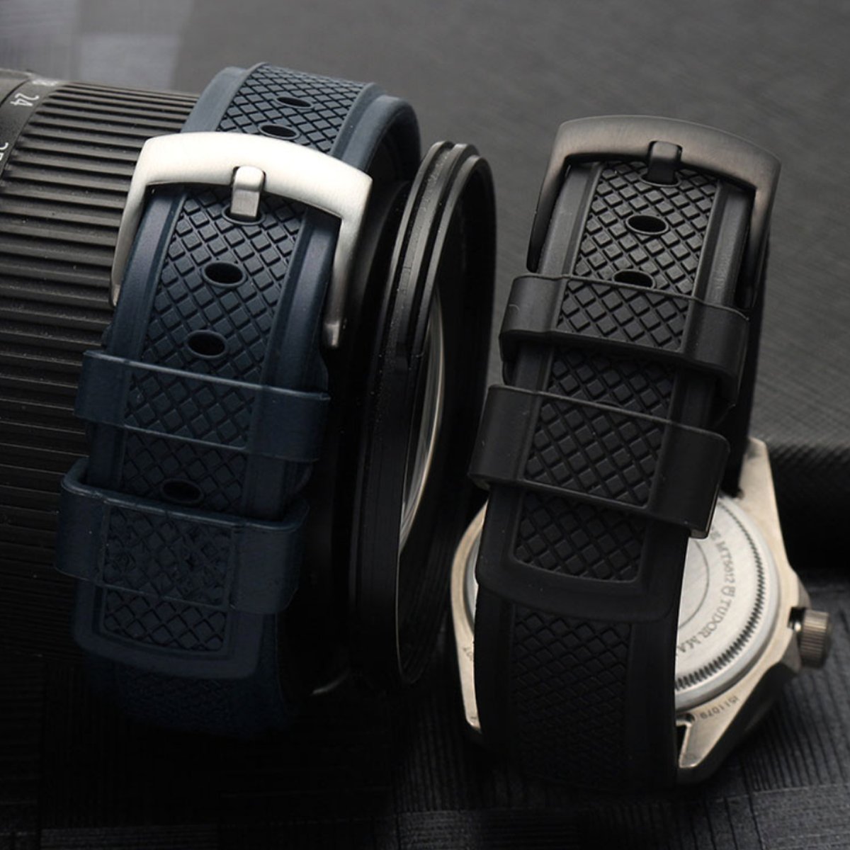 Eddison FKM Fluoro Rubber Strap Black -StrapSeeker