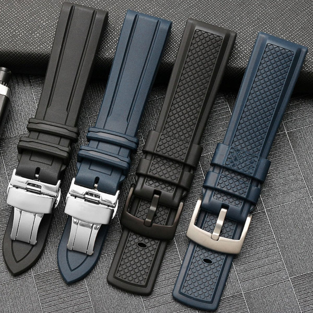Eddison FKM Fluoro Rubber Strap Black -StrapSeeker