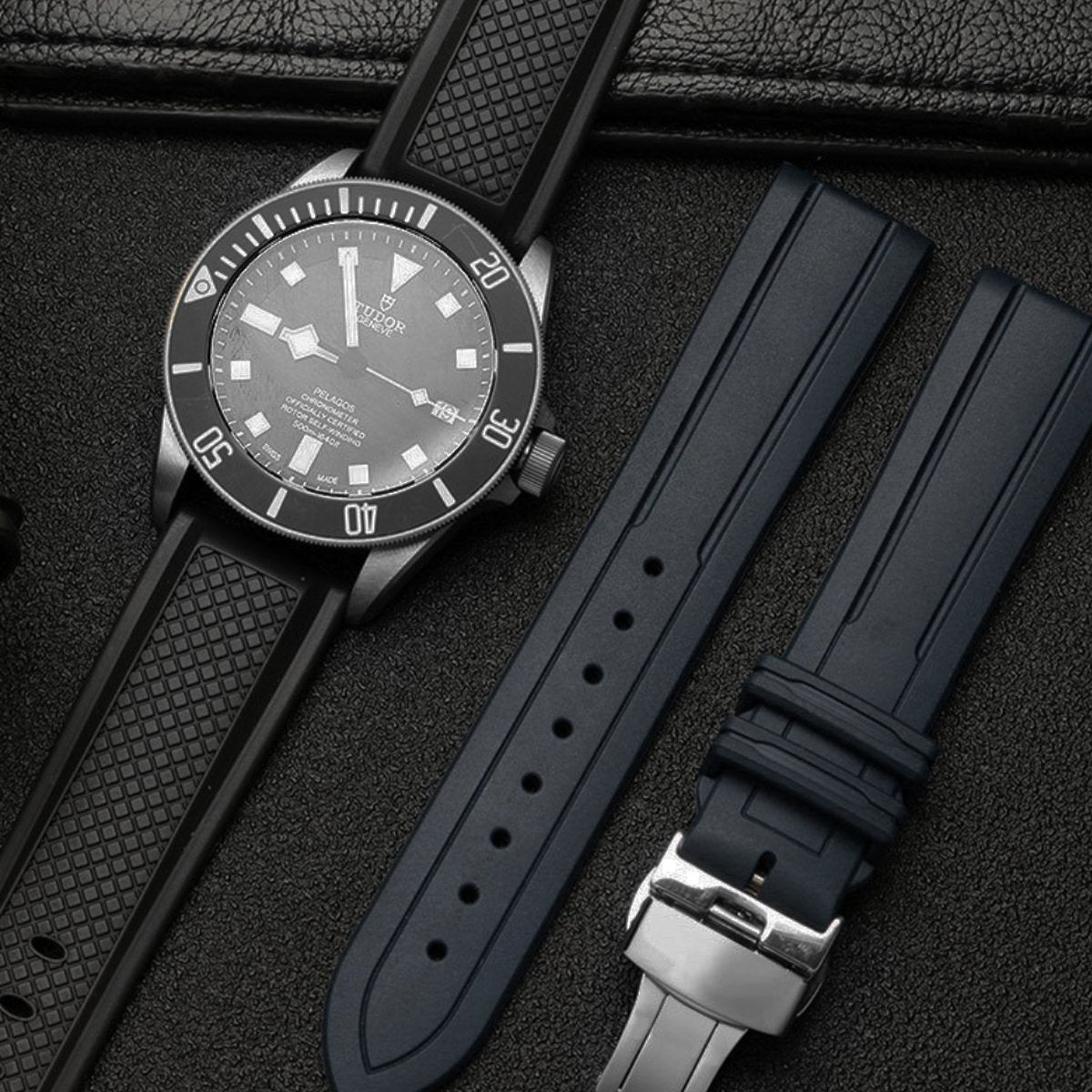 Eddison FKM Fluoro Rubber Strap Blue -StrapSeeker