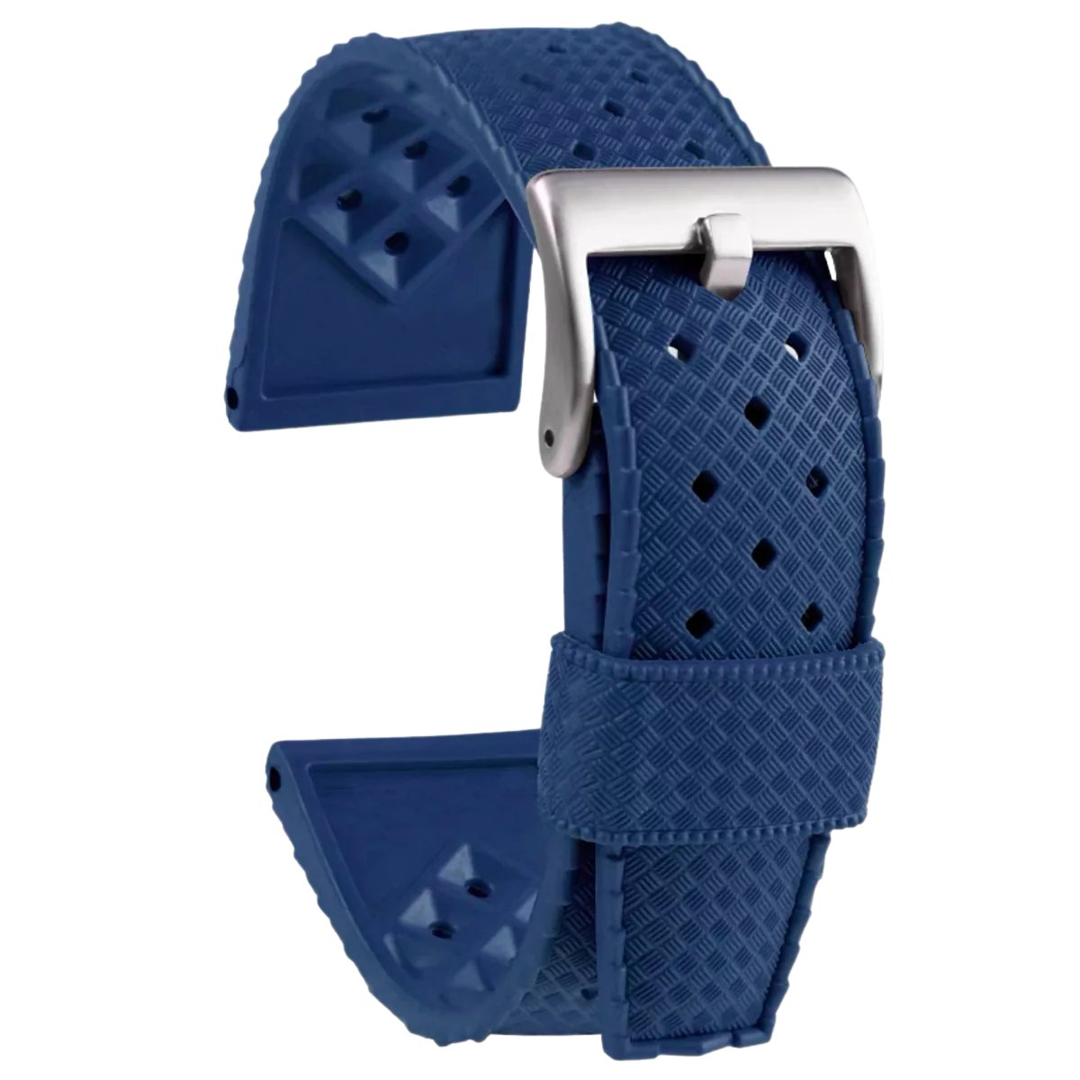 Graham Perforated Vintage Tropical Rally Rubber Strap Blue -StrapSeeker